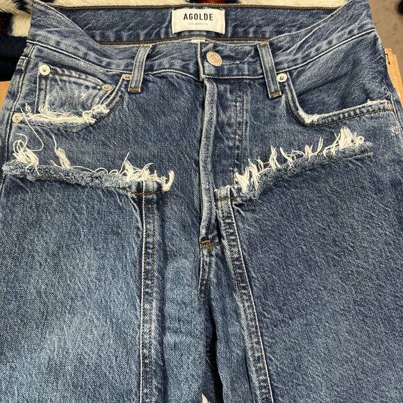 Agolde‎ Jamie Jeans Womens Size 23 Button Fly Distressed Raw Hems Organic Cotton - Picture 5 of 9